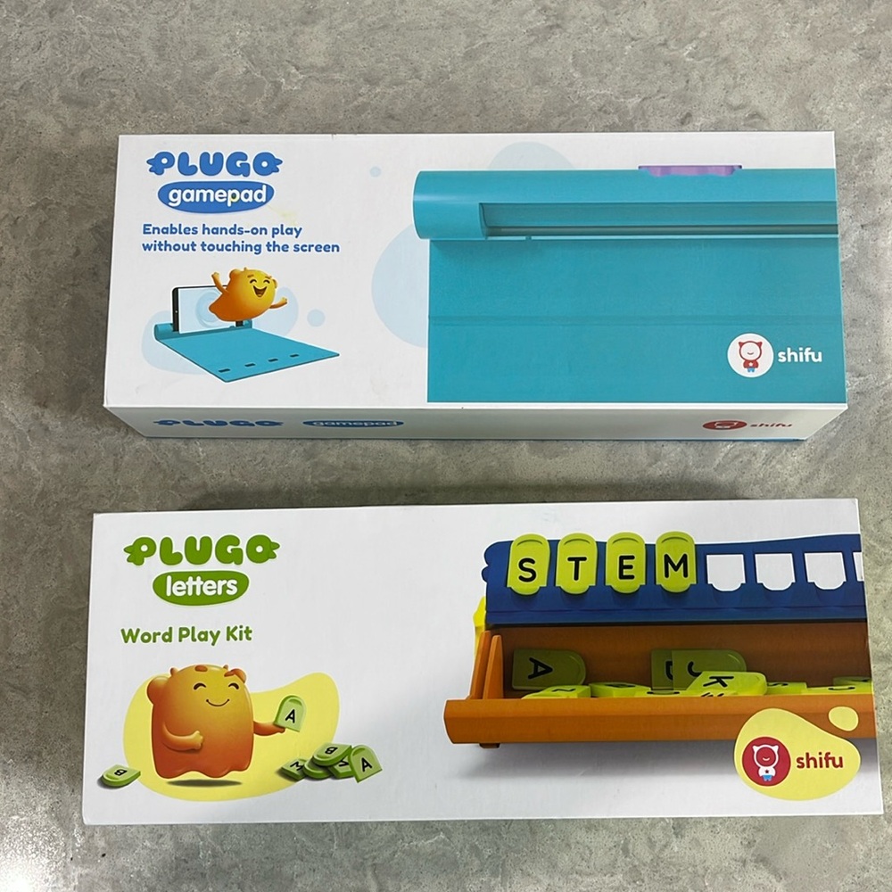Plugo Gamepad and Plugo Letters word play kit for kids, like new.